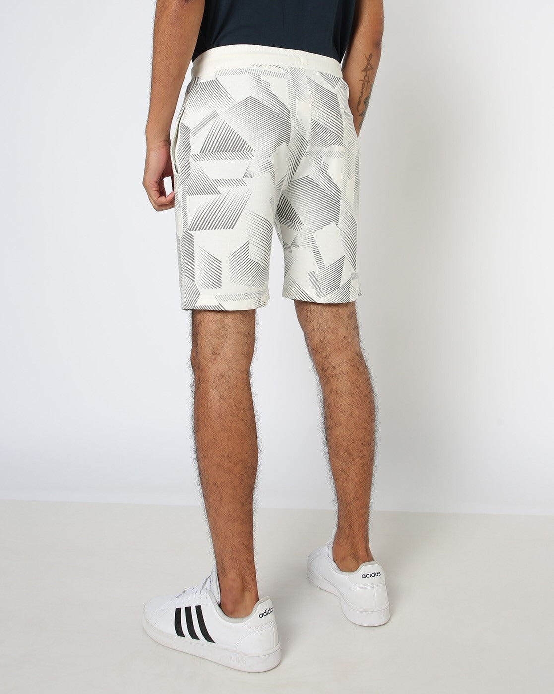 Geometric Print Flat-Front Shorts