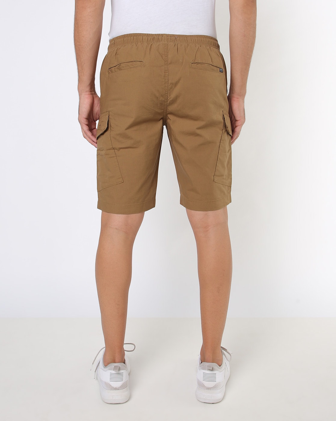 Slim Fit Cargo Shorts with Drawstring Waist