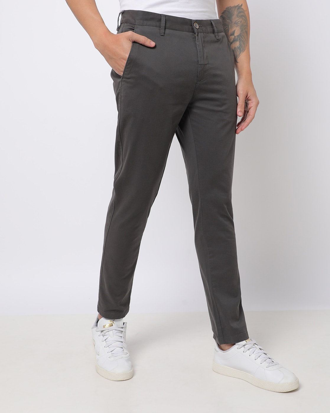 Skinny Fit Flat-Front Ankle Length Chinos