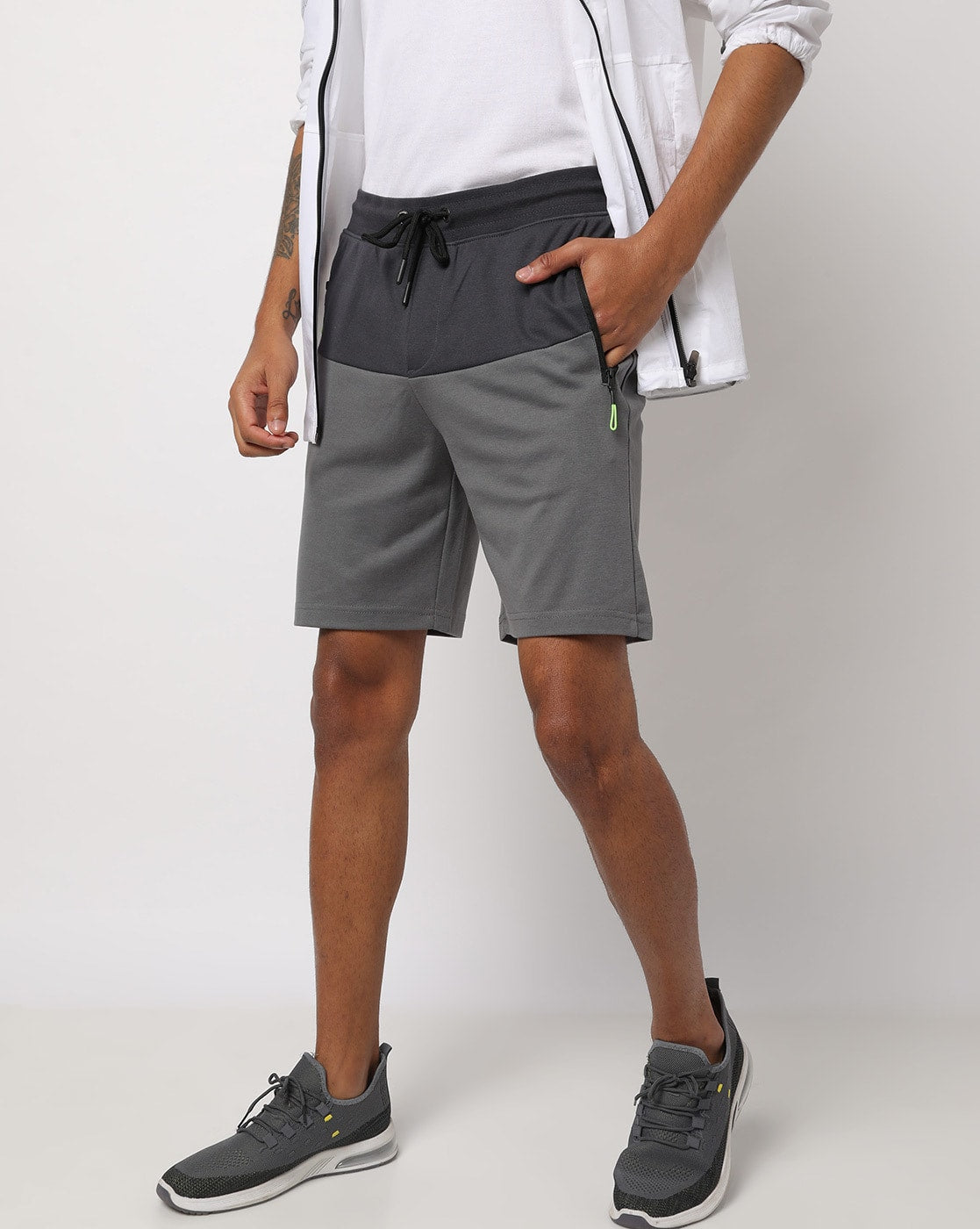 Colourblock Shorts with Insert Pockets