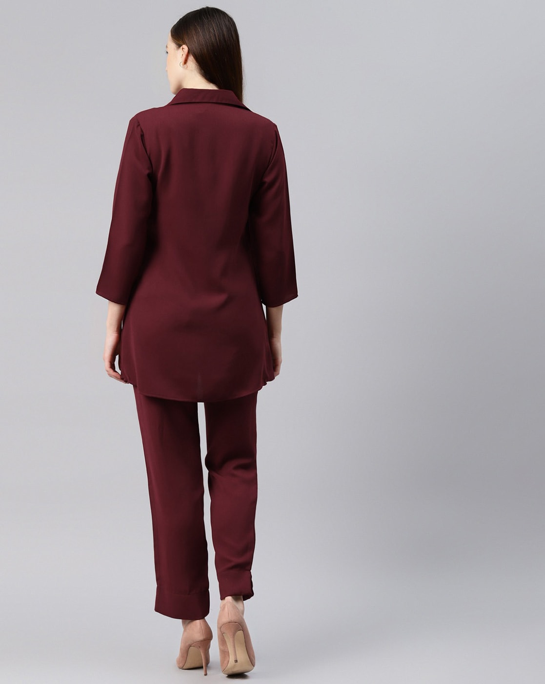 Solid Shirt with Trousers Set