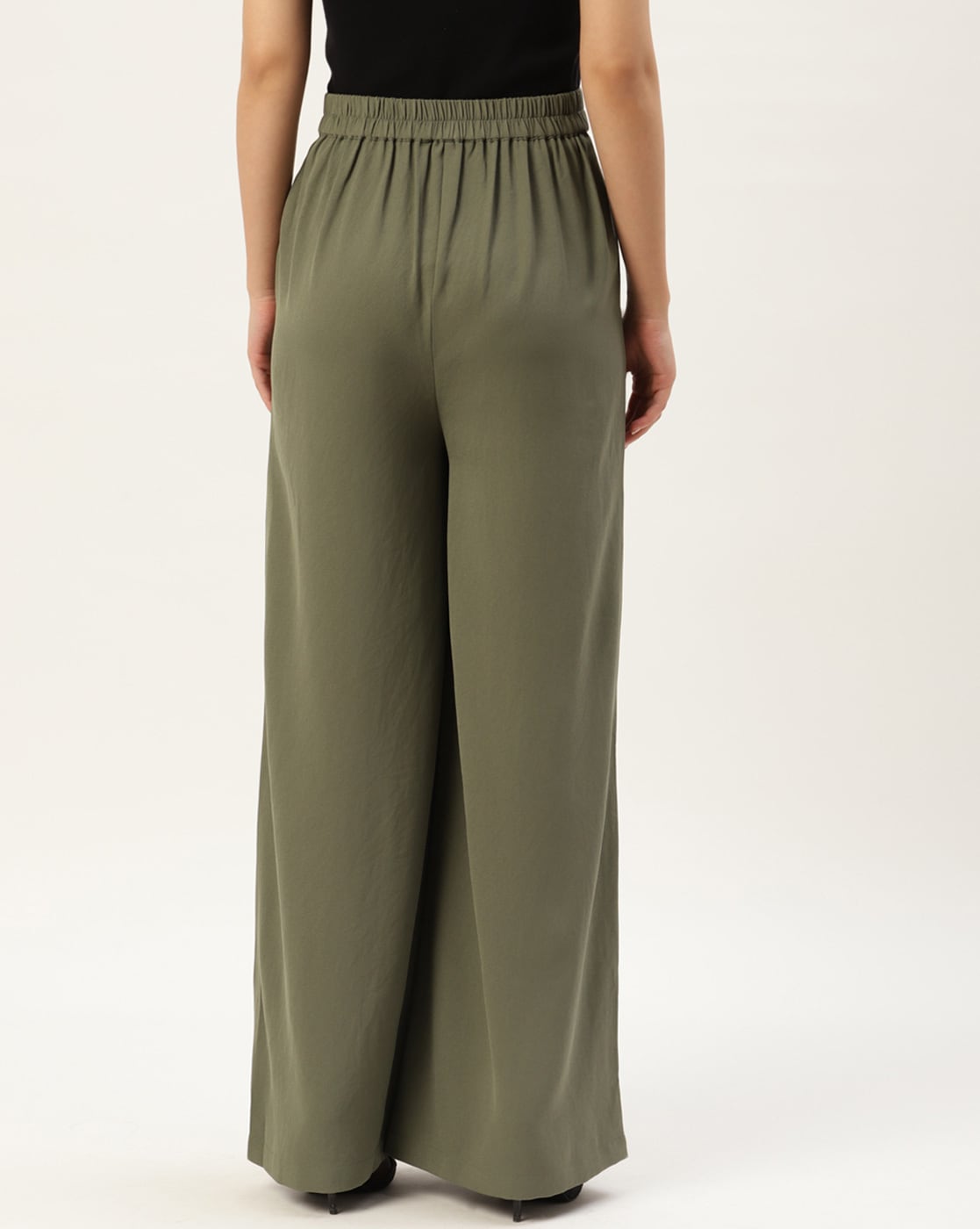 Mid-Rise Wide Leg Trousers