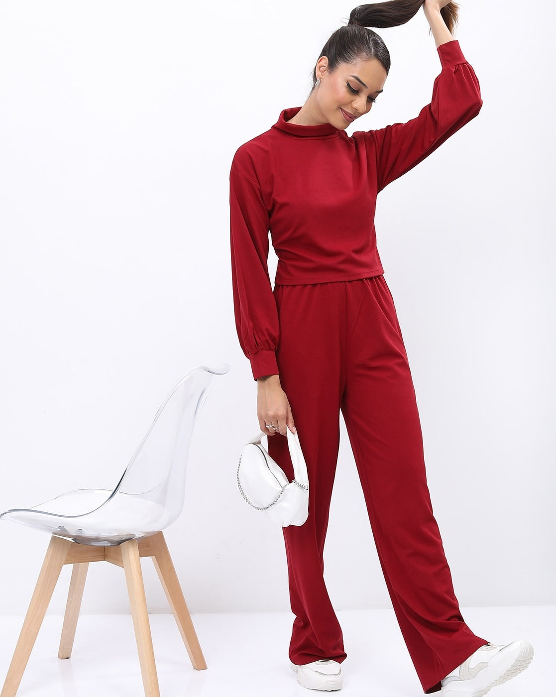 High-Neck Top with Pants Co-Ord Set