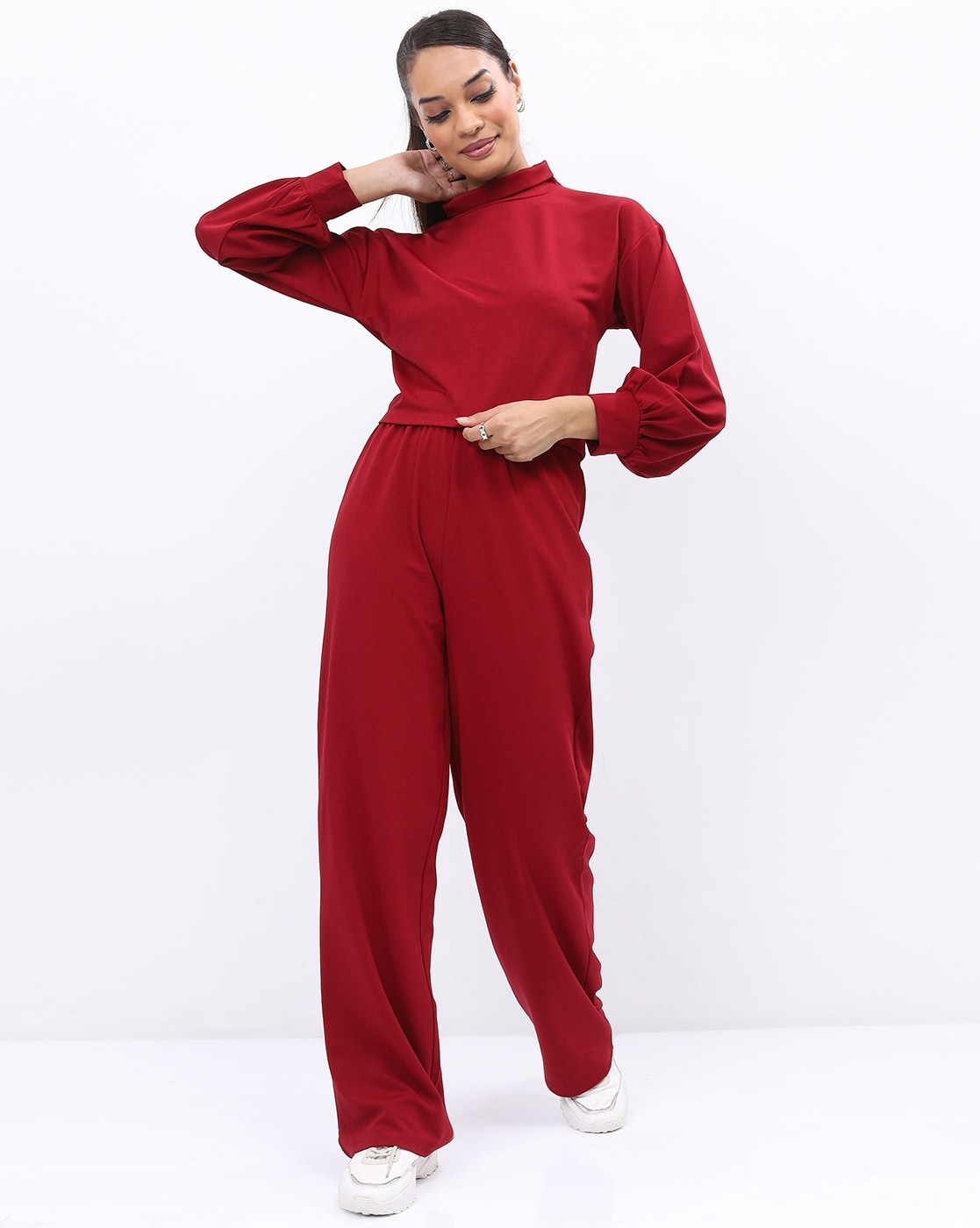 High-Neck Top with Pants Co-Ord Set