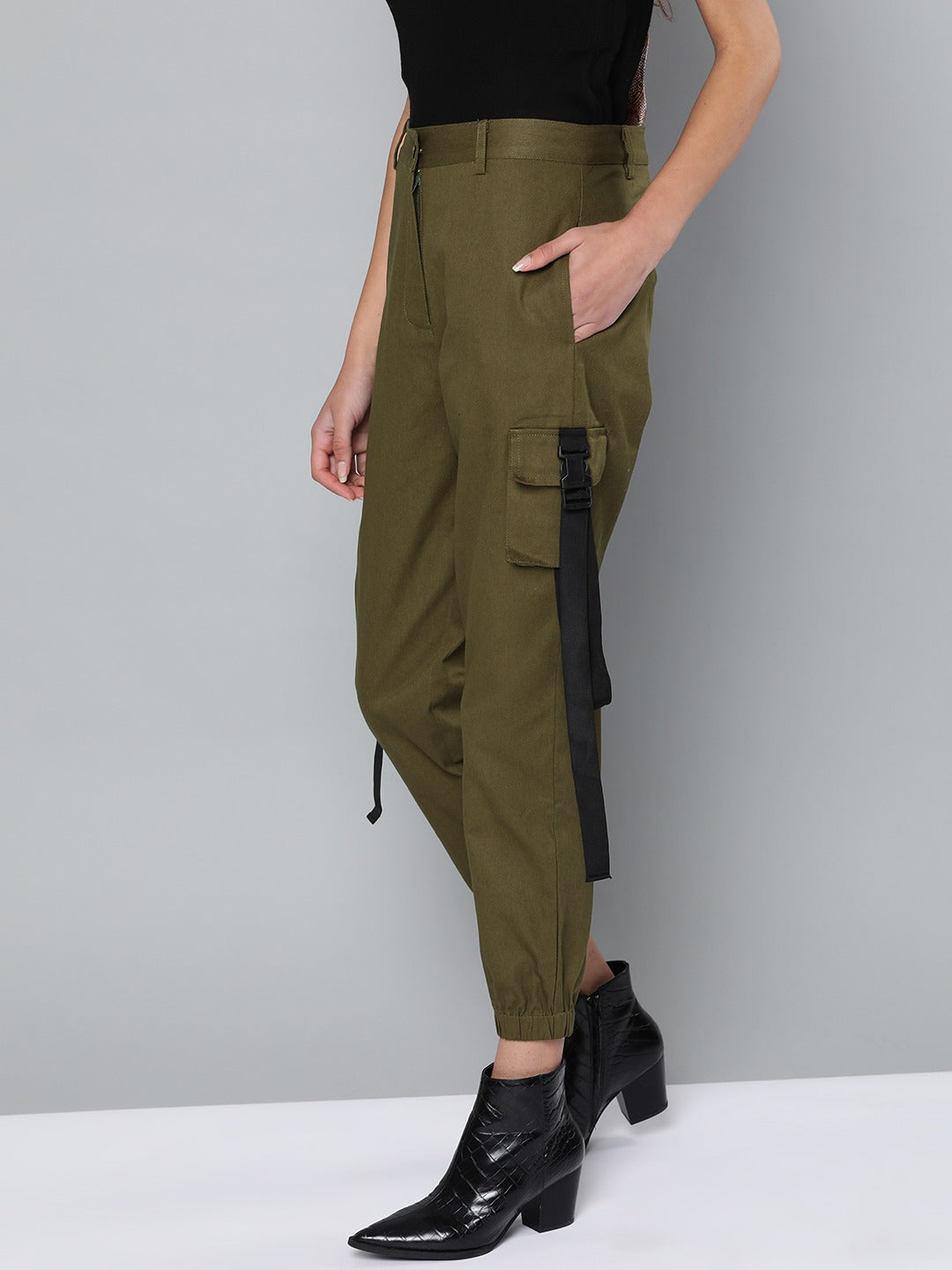 Olive Green Loose Fit Cargos