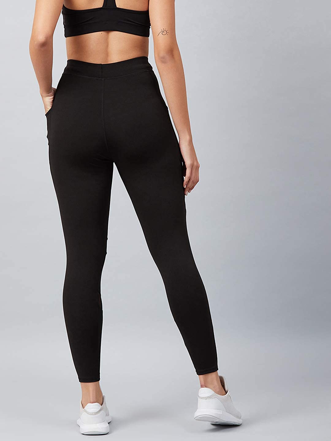 Stretchable Gym Pants for Women & Tights for Women Workout with Mesh Insert & Side Pockets