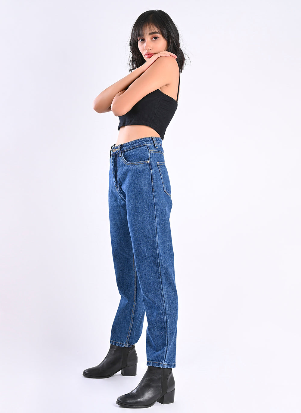 Blue Mom Fit Jeans for Woman