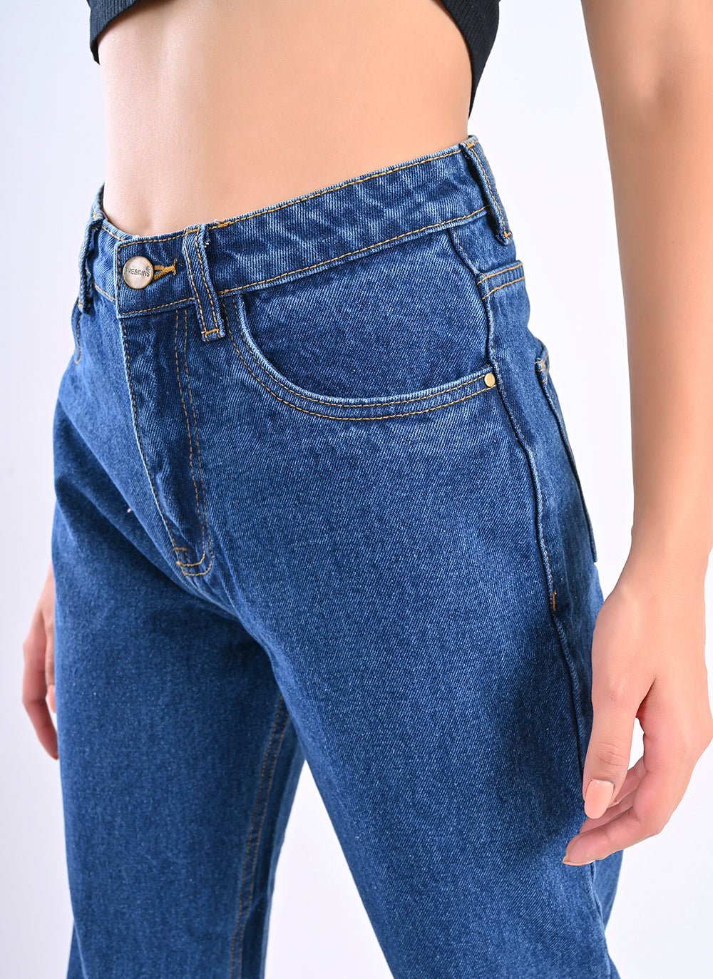 Blue Mom Fit Jeans for Woman