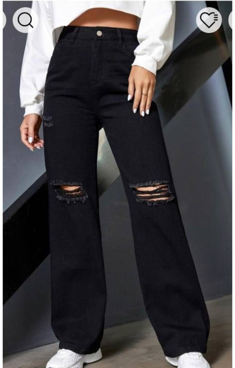 Black 2 cut Jeans For Woman