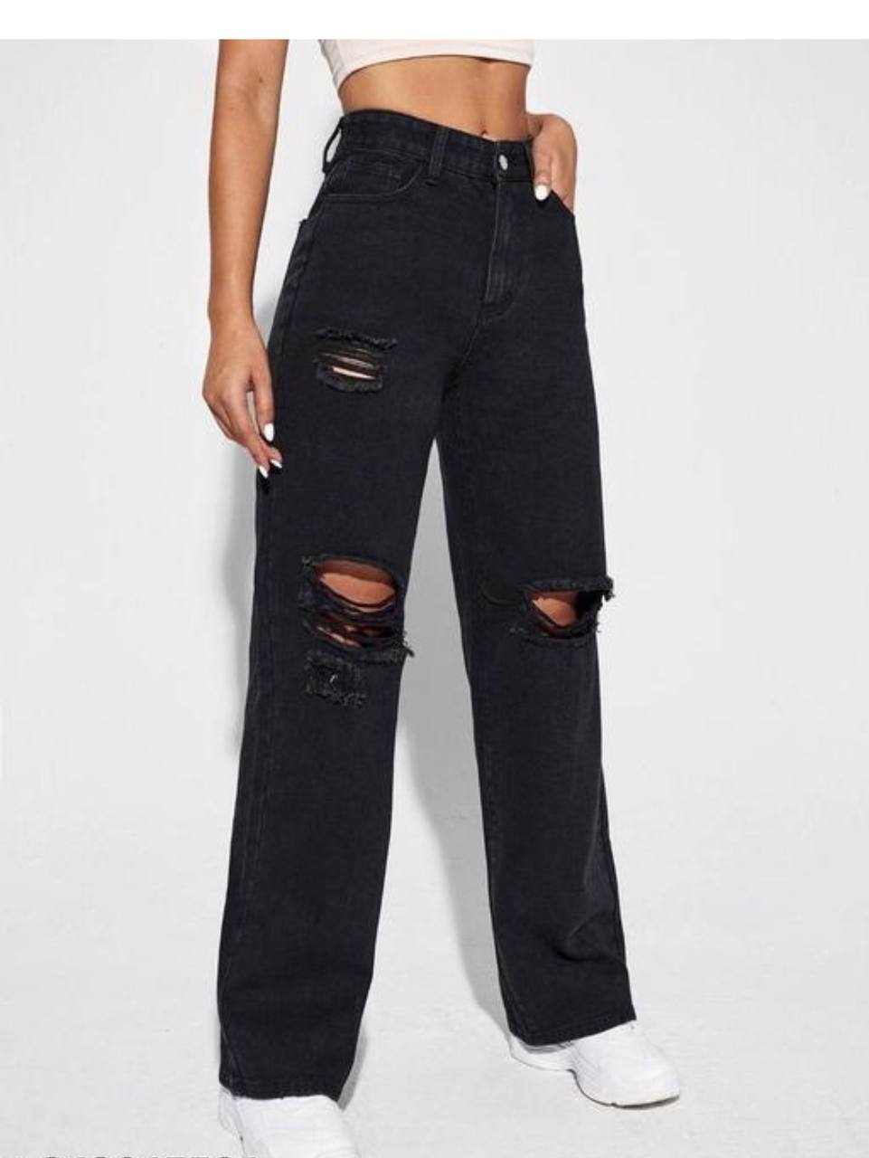 Black 2 cut Jeans For Woman