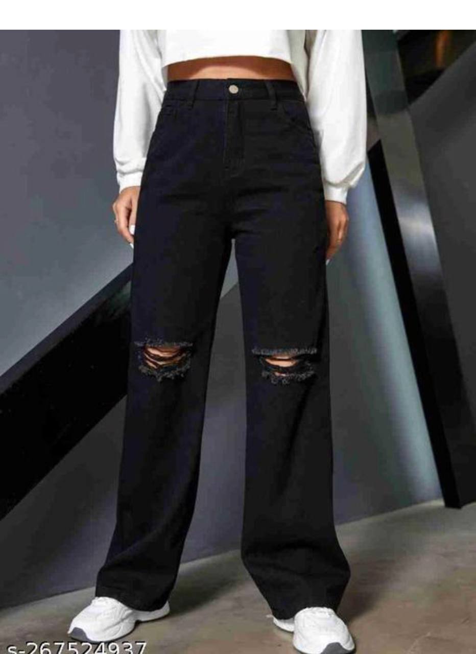 Black 2 cut Jeans For Woman