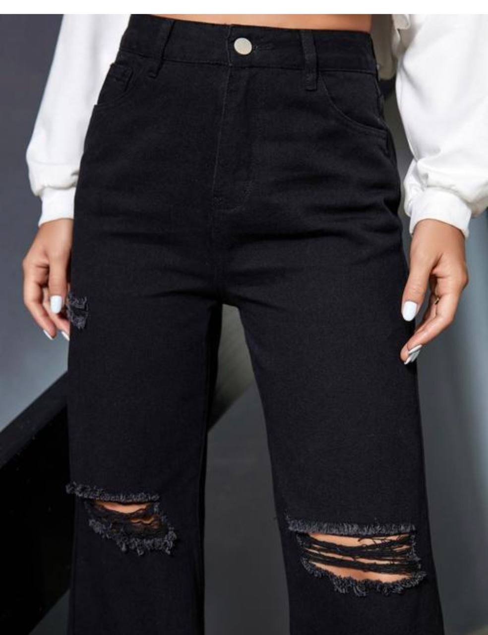 Black 2 cut Jeans For Woman