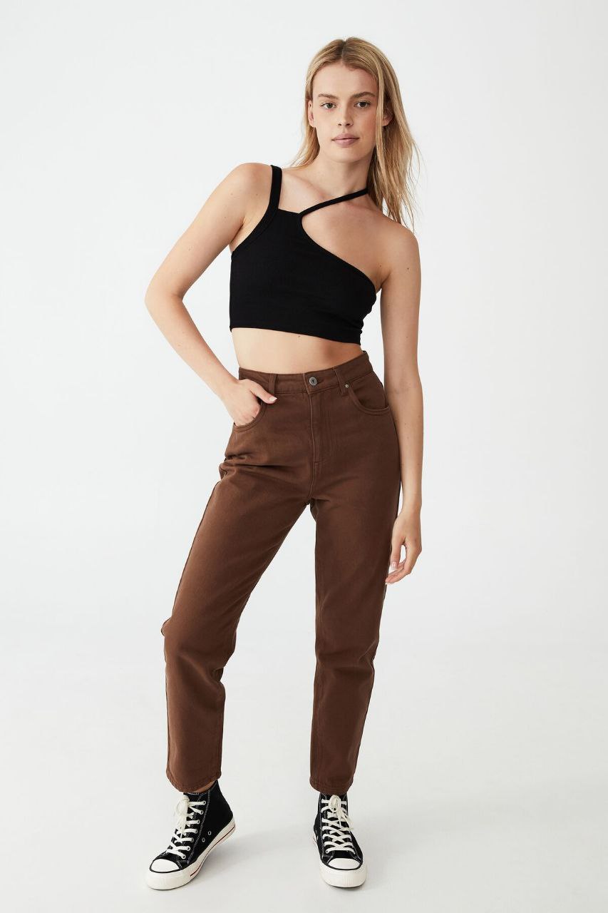 Brown Mom Fit Jeans for Woman