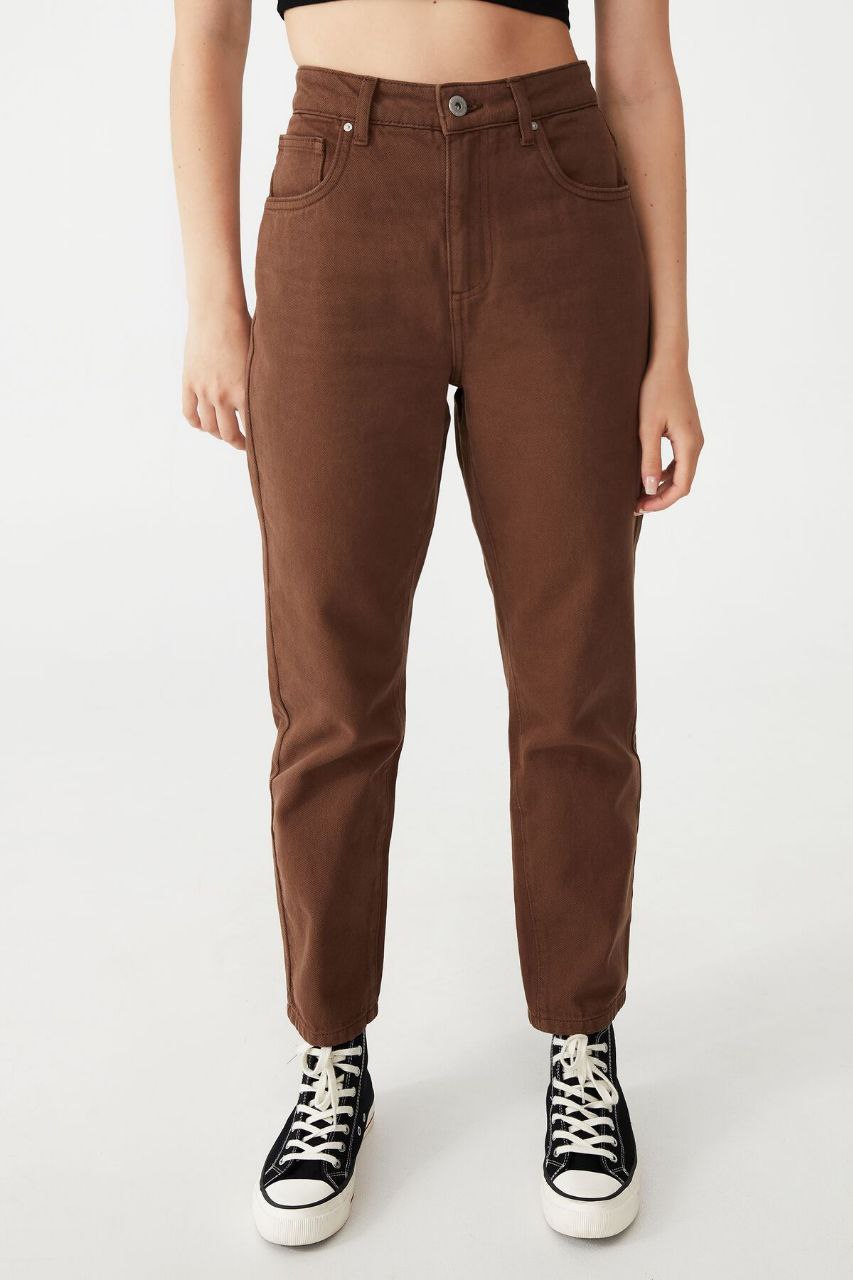 Brown Mom Fit Jeans for Woman